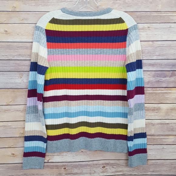 NWT Gap Rainbow Striped Merino Wool Sweater Large - Picture 4 of 5